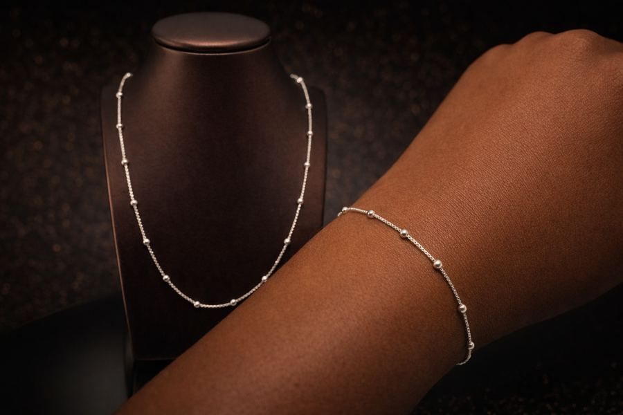 Kit de Cordão e Pulseira (Bolinha)