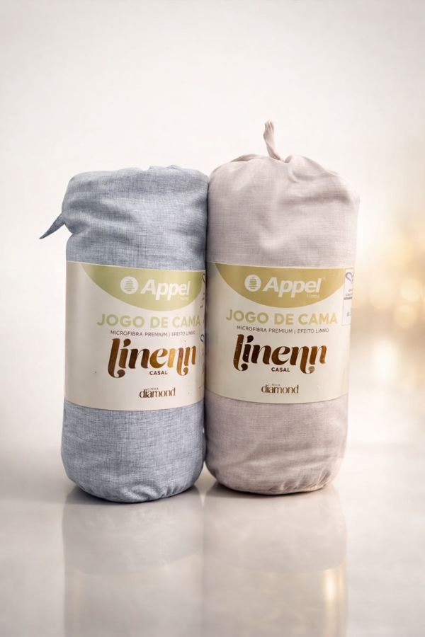 Jogo de Cama casal Linenn (Casal/Medidas : 1,38m x 1, 88m +30m / ccores: Azul Ártico/Rosa Secrets)