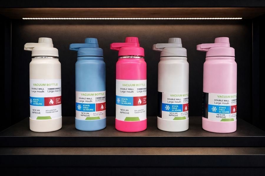 Garrafa Térmica 600ml Aço Inox Vácuo com Protetor de Silicone.