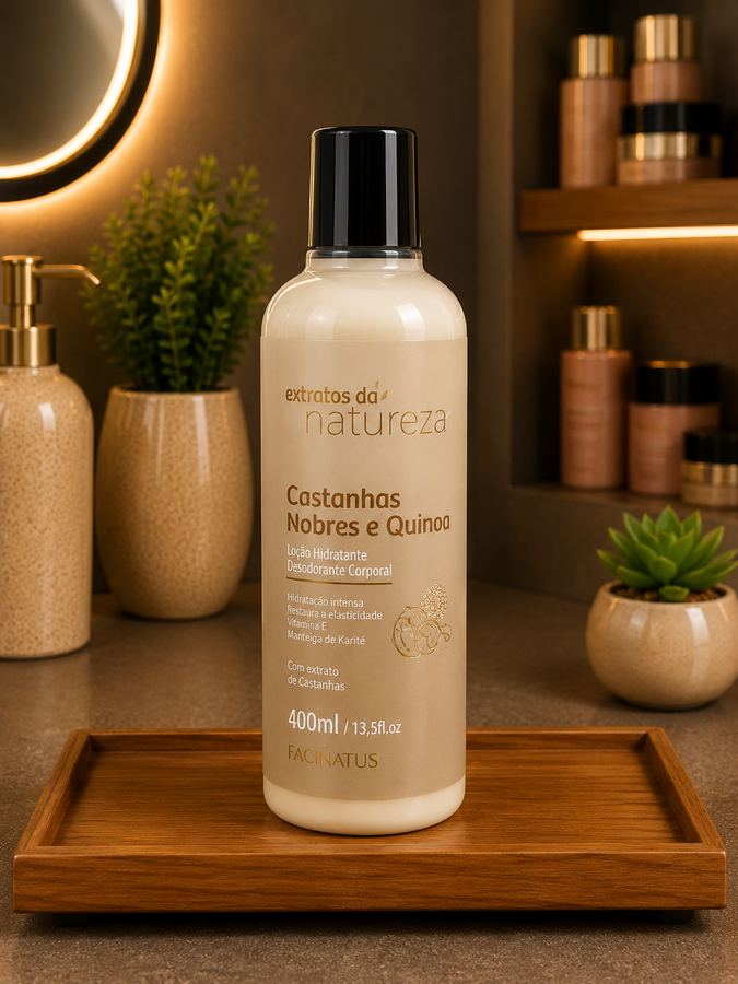 HIDRATANTE DESODORANTE CORPORAL FEMININO CASTANHAS NOBRES E QUINOA 400ML