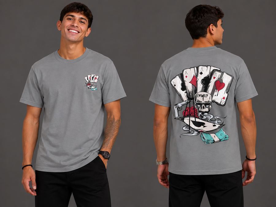 Camiseta Masculina Family Poker - Cinza