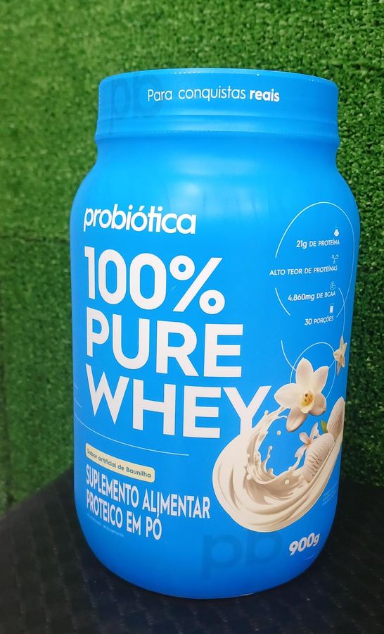 100% PURE WHEY BAUNILHA PROBIÓTICA POTE 900G