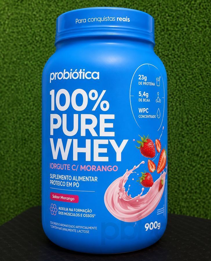 100% PURE WHEY IORGUTE C/ MORANGO PROBIOTICA 900G