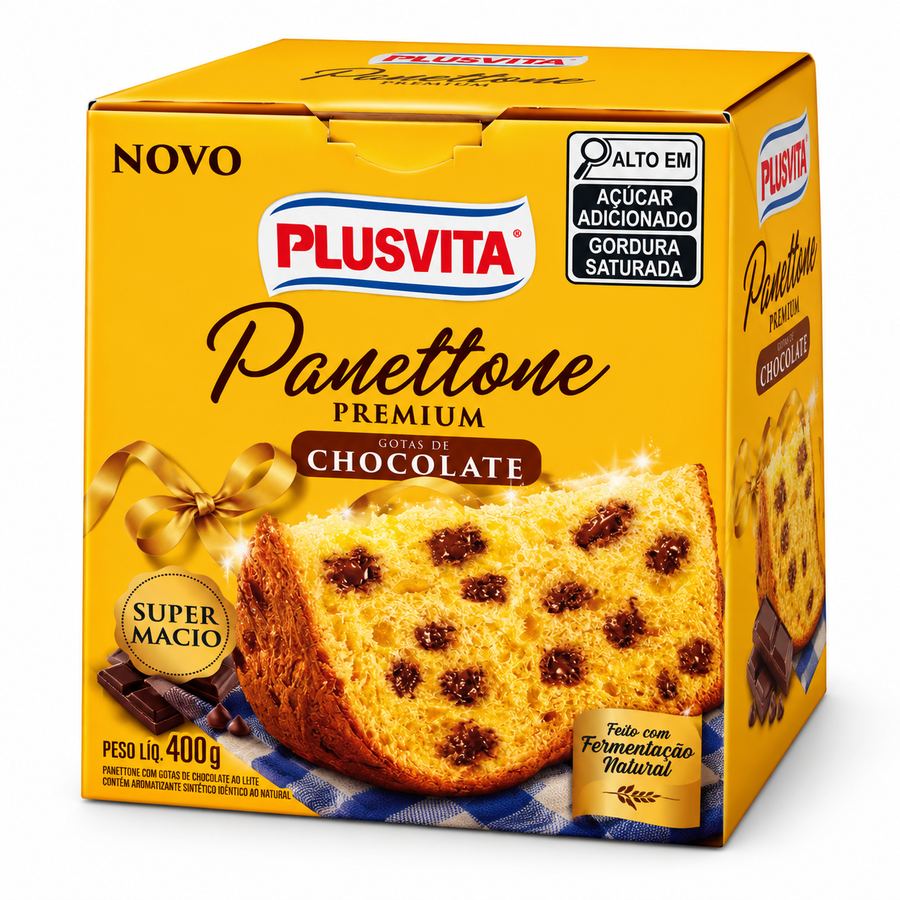 Panettone Premium Plusvita Gotas de Chocolate 400g