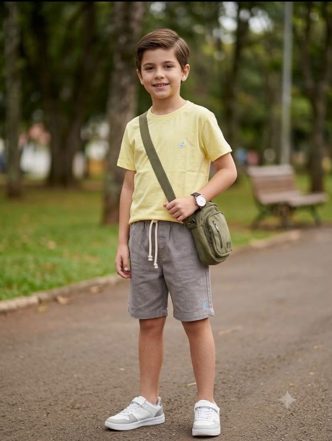 Conjunto Mauricinho Amarelo Pastel (8anos)