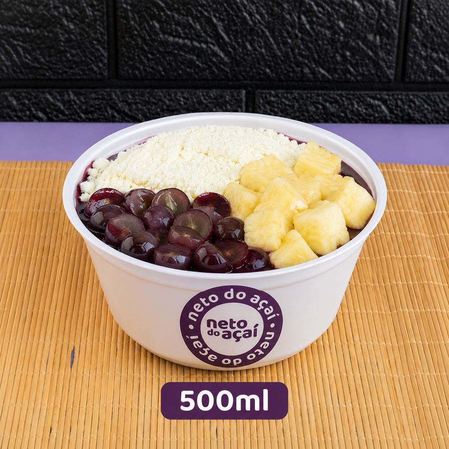 Açai na Tigela de 500ml - (4 Complementos + Frutas e Calda Grátis)