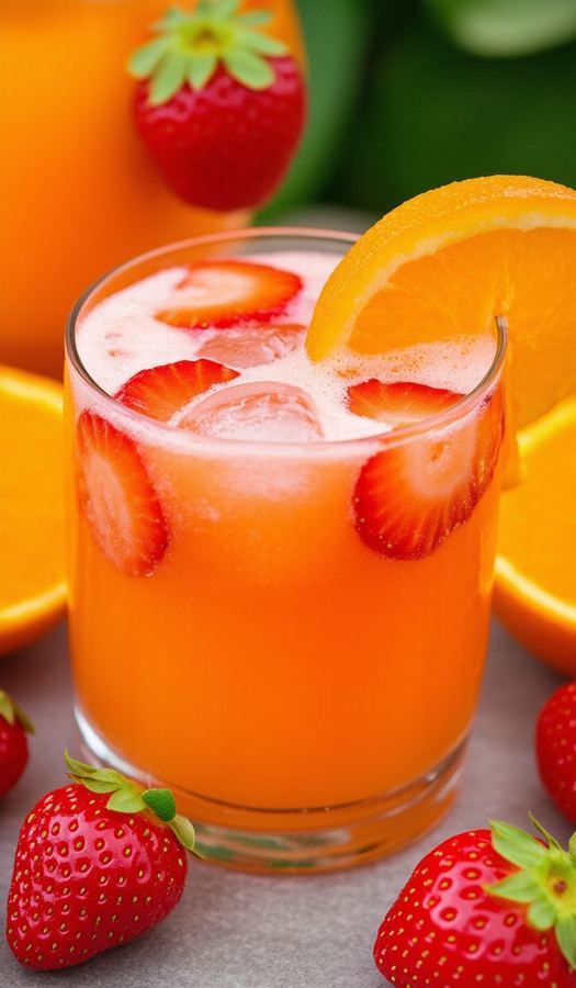 Suco Treinador (Morango, laranja, pepino e gengibre).