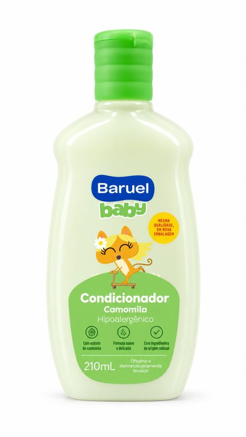 Condicionador Infantil Baruel Baby Camomila 210mL - Hipoalergênico Realça o Brilho