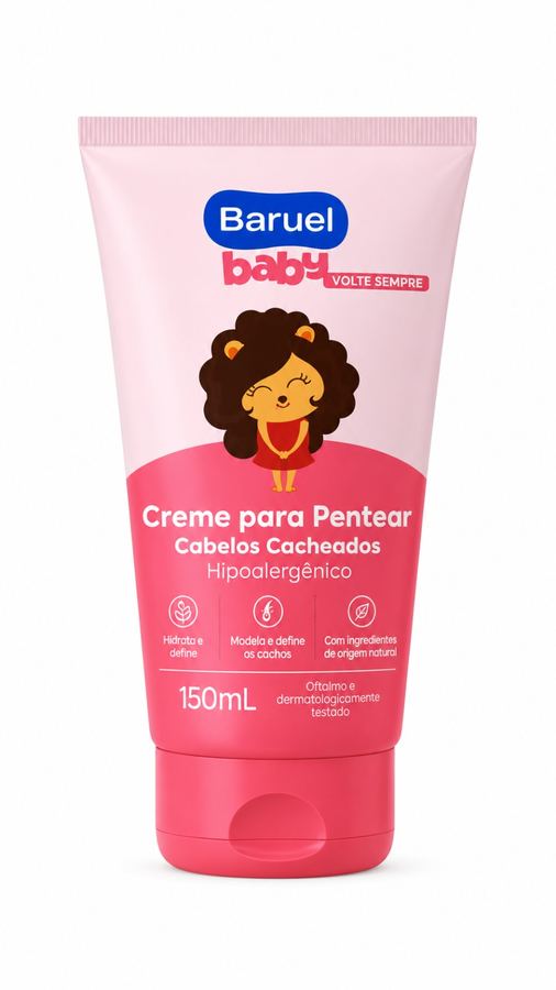 Creme para Pentear Baruel Baby Cabelos Cacheados 150mL - Hipoalergênico Hidrata e Define