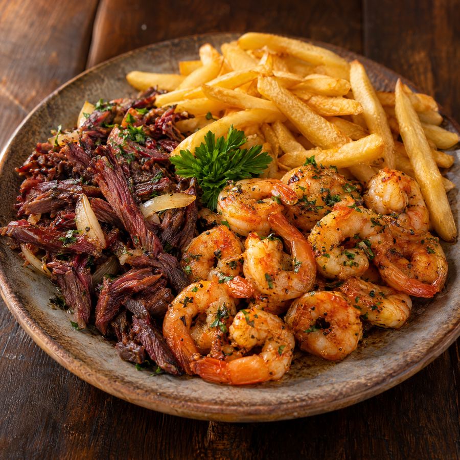 Camarão, Carne de Sol e Fritas